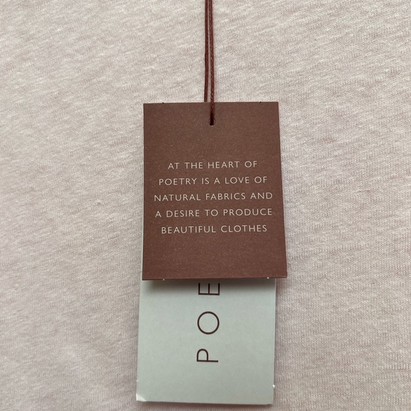 Poetry Linen Cotton Knit Top Blush Pink Puff Sleeve Anthro Style NWT US 10 - Picture 6 of 7